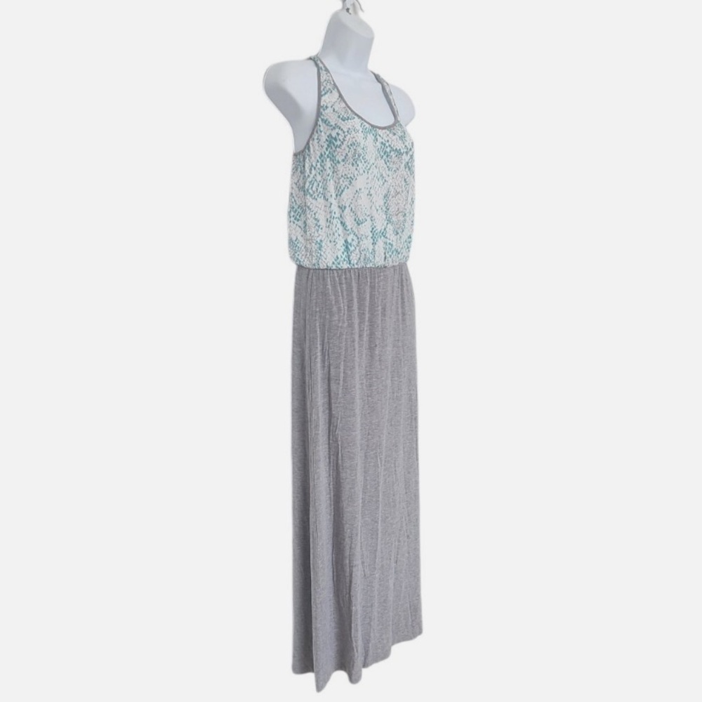 Tart Collections Pomona Mixed Media Tank Maxi Dress gray white snake pattern S